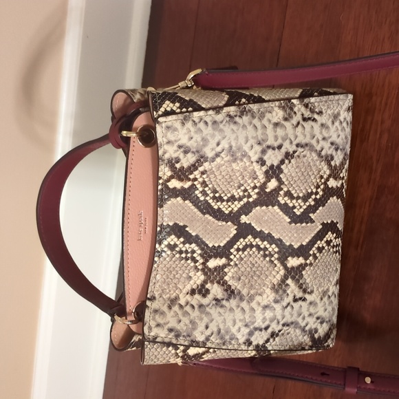 Kate Spade Fleur Embossed Small Top Handle Satchel Bag Snake Snakeskin - Picture 6 of 14